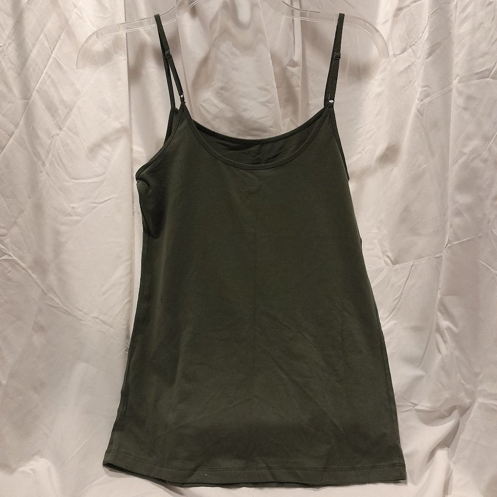 Time & Tru S (4-6) Adjustable Spaghetti Strap Dk Olive Green Cami, New With Tags